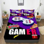 Purple Bedding Cover Sheet with pillow sheets Cartoon Game Handle Printed Home Textiles Unique Design