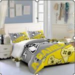 Gray & Yellow PS1 joystic logos Creative Fashionable Unique Design Bed & Pillow Sheet