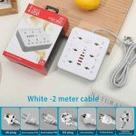 Z67 6 power socket 6 USB ports with TYPE-C 5V4.1A Charger power- White
