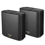 ASUS ZenWifi AX (XT8) Whole-Home Tri-band Router, Mesh System with WiFi 6, Black, 2 Pack