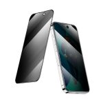 Green Lion 3D Privacy Scratch Free Round Edge Glass Screen Protector for iPhone 14 Max - Black