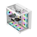 PC Case Sharx Profin GX700 Mid Tower Two Side Panel Front & Left Side Tempered Glass with 7 ARGB Fans- White