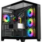 SHARX PROFIN ATX Min-Tower Gaming PC Case, With 7X 120mm Pre-Installed  ARGB Fans Model XI700B, Black